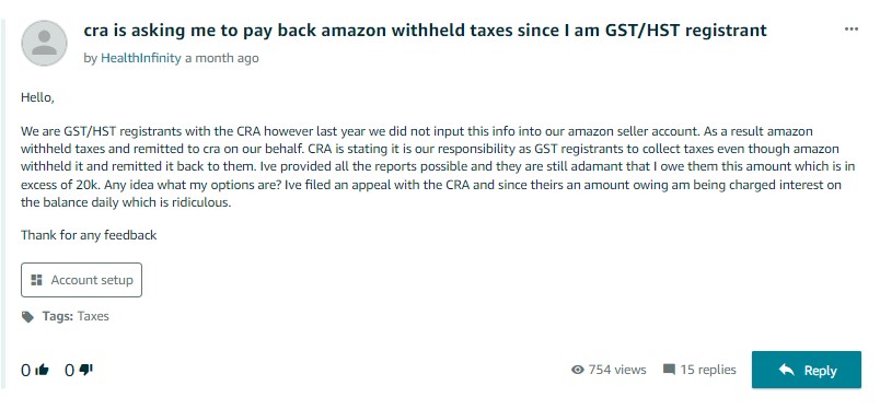 CRA asking for back sales taxes.