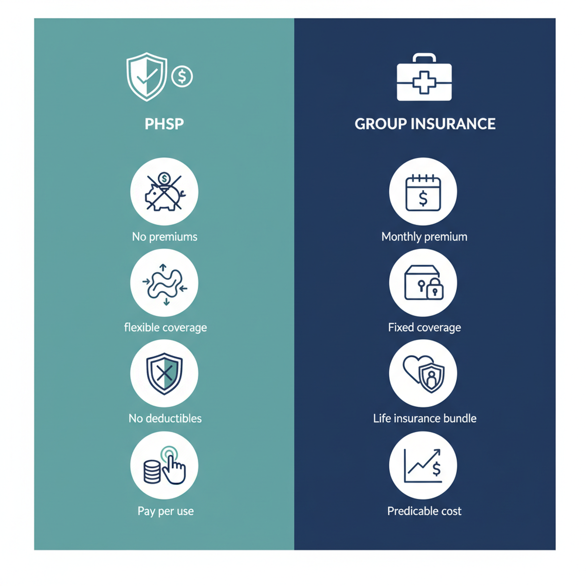 PHSP vs Group Insurance Comparison - Key Differences