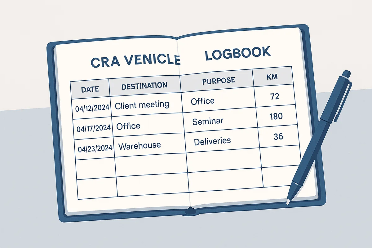 CRA vehicle logbook example with required fields