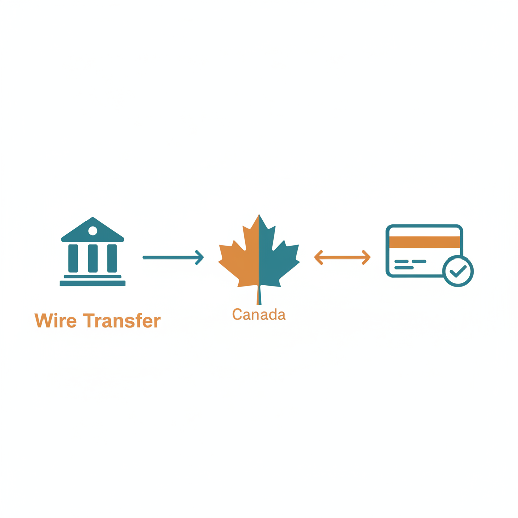 Illustration comparing wire transfer and credit card payment methods for CRA