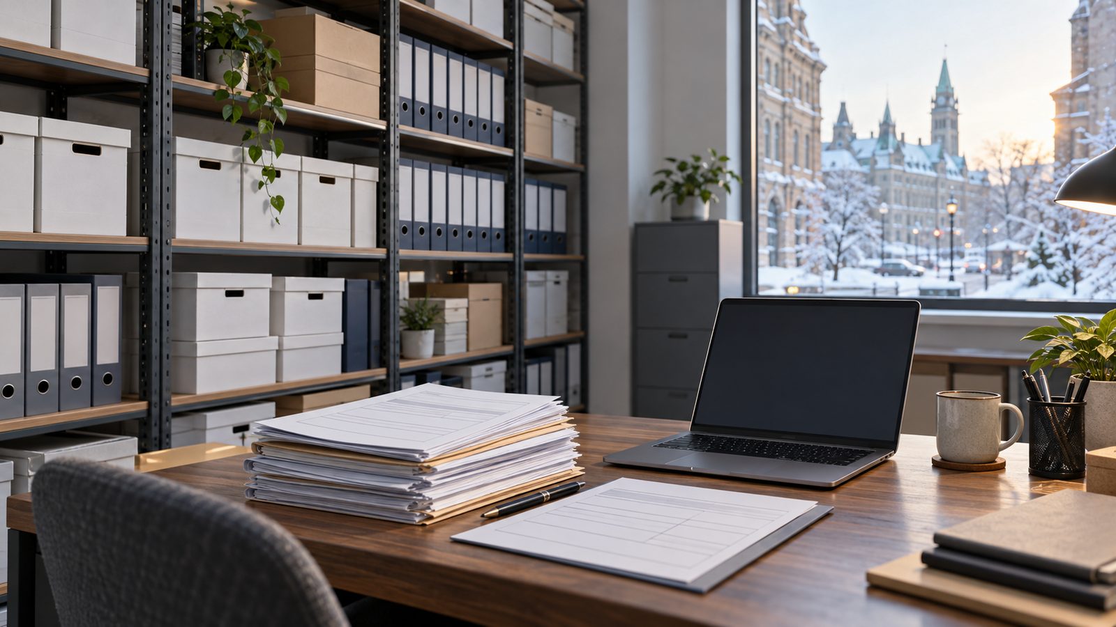 Records room in a Canadian office where a non-resident importer's CBSA books and records are kept